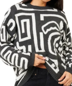 Sunset Luau Knit Crew Neck Fleece Sweatshirt - Women's