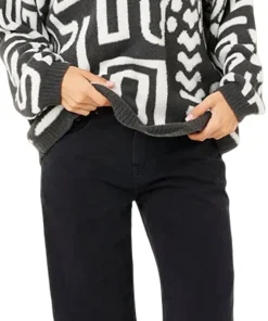 Sunset Luau Knit Crew Neck Fleece Sweatshirt - Women's