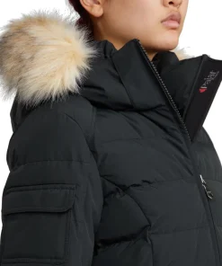 Venice Long Puffer Jacket with Removable Faux Fur Trim - Women's