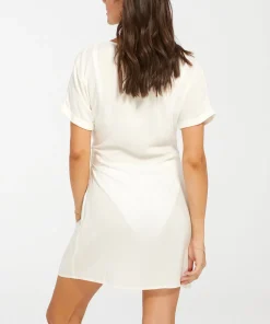 White Side Tie Wrap Dress - Women's