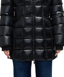 Zola Box Quilt Mid-Length Puffer Jacket with Fixed Hood - Women's