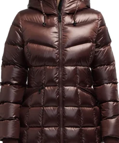 Zola Box Quilt Mid-Length Puffer Jacket with Fixed Hood - Women's
