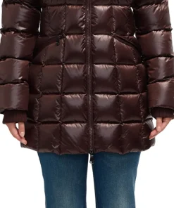 Zola Box Quilt Mid-Length Puffer Jacket with Fixed Hood - Women's